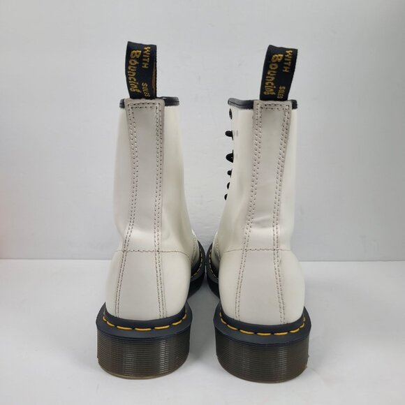 Dr. Martens Women's White Smooth Leather Lace-Up Boots 11821 US Size 9 - Picture 3 of 10